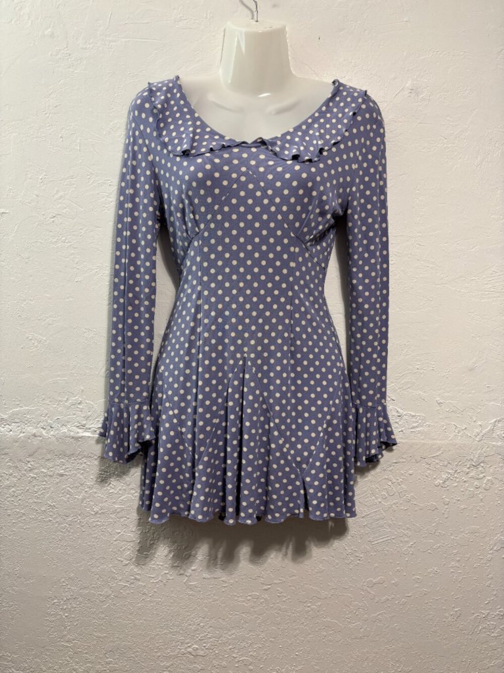 Wayne Rogers Stretch Silk Mini Dress Silhouettes Polka Dot Y2K Coquette S